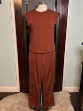 New Women  s 2 Piece Lounge Tank  Pant Set Burnt Orange Sz XL  fits Like Large 
