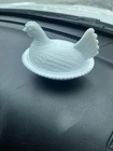 Vintage Indiana Glass Hen on Nest White Milk Covered Chicken Candy Dish