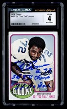 1976 Topps #427 Ed Too Tall Jones Rookie Autograph 2 Inscriptions Auto CSG 4/10