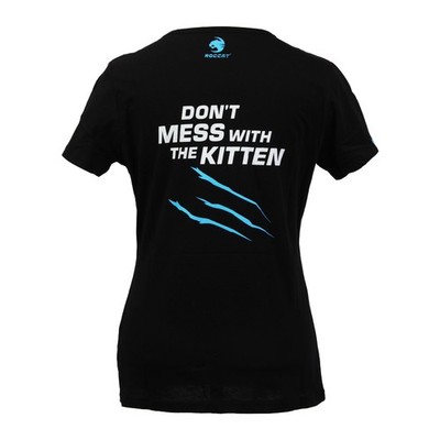 Roccat Damen T-Shirt V-Ausschnitt Oberteil Gaming Top Slim Fit Baumwolle Schwarz