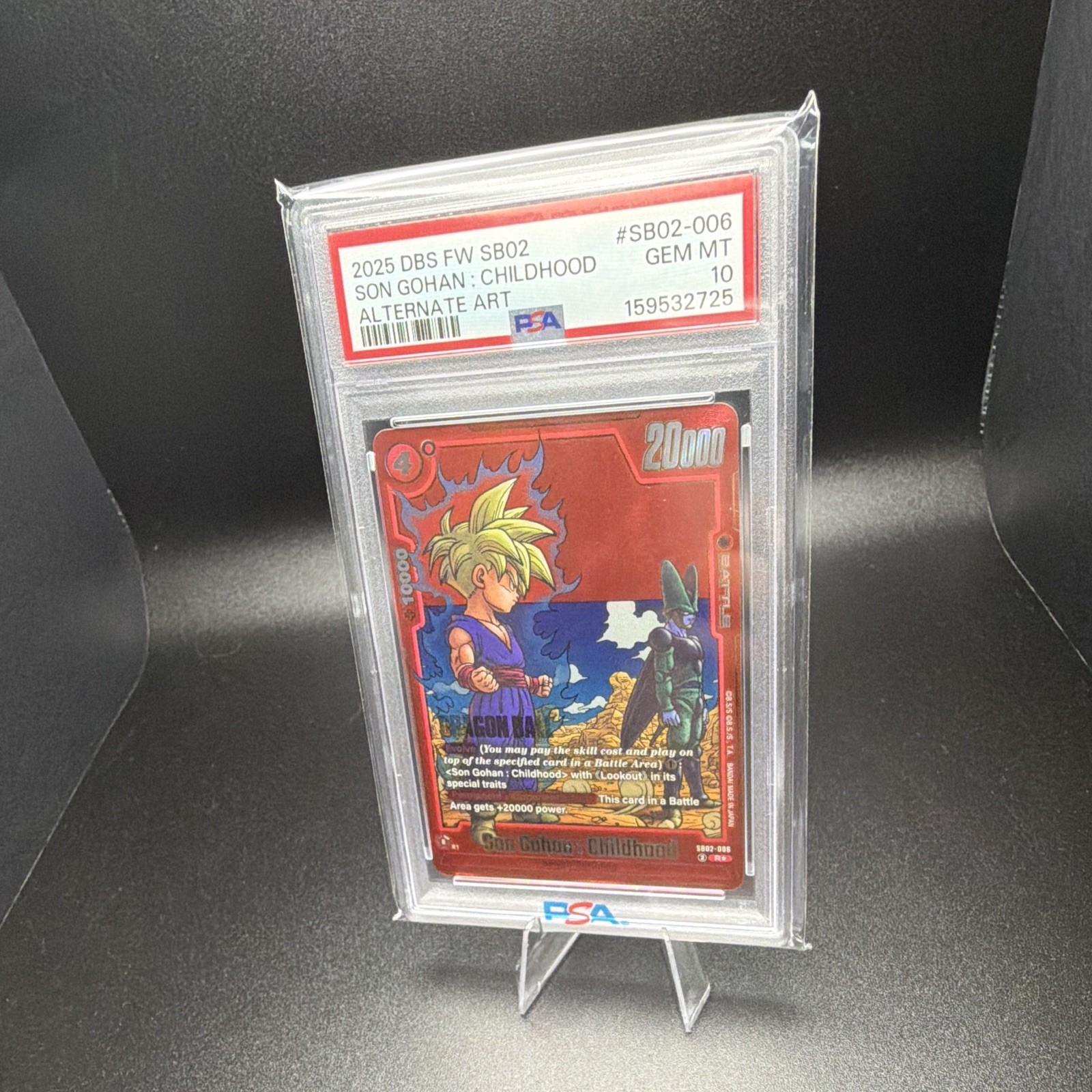 Bandai 2025 DBS FW SB02 Son Gohan: Childhood SB02-006 Alt Art PSA 10 view 1
