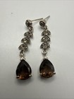 VTG 925 Sterling Smoky Quartz & Marcasite Dangle Earrings. 3.5 Grams. Artist RJ — photo 5