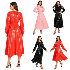 Frauen Maxikleid Plastik Langes Kleid Flitter...