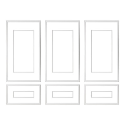 Wall Molding 3 Pack - Dual-Line Wainscoting Panels, Paintable Polystyrene, Easy
