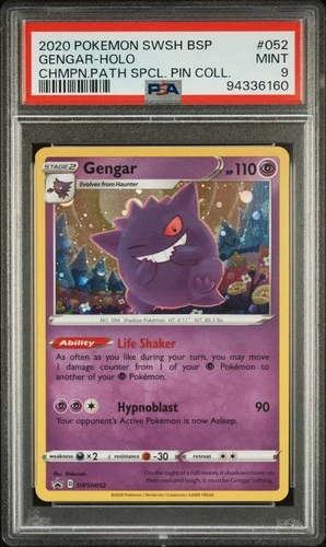 2020 POKEMON SWSH BLACK STAR PROMO #052 GENGAR-HOLO PSA 9