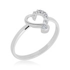 Avora 10K White Gold Cubic Zirconia Cz Open Design Heart Fashion Ring
