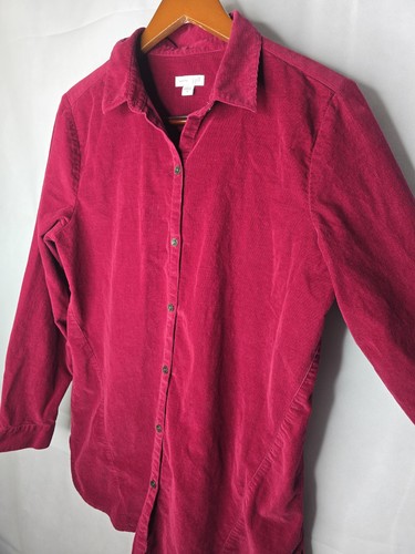 J. Jill Camicia con bottoni rosa magenta velluto a coste colletto manica lunga M - Foto 5 di 22