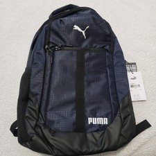 PUMA Backpack with Laptop Sleeve, Blue/Black Geometric Pattern