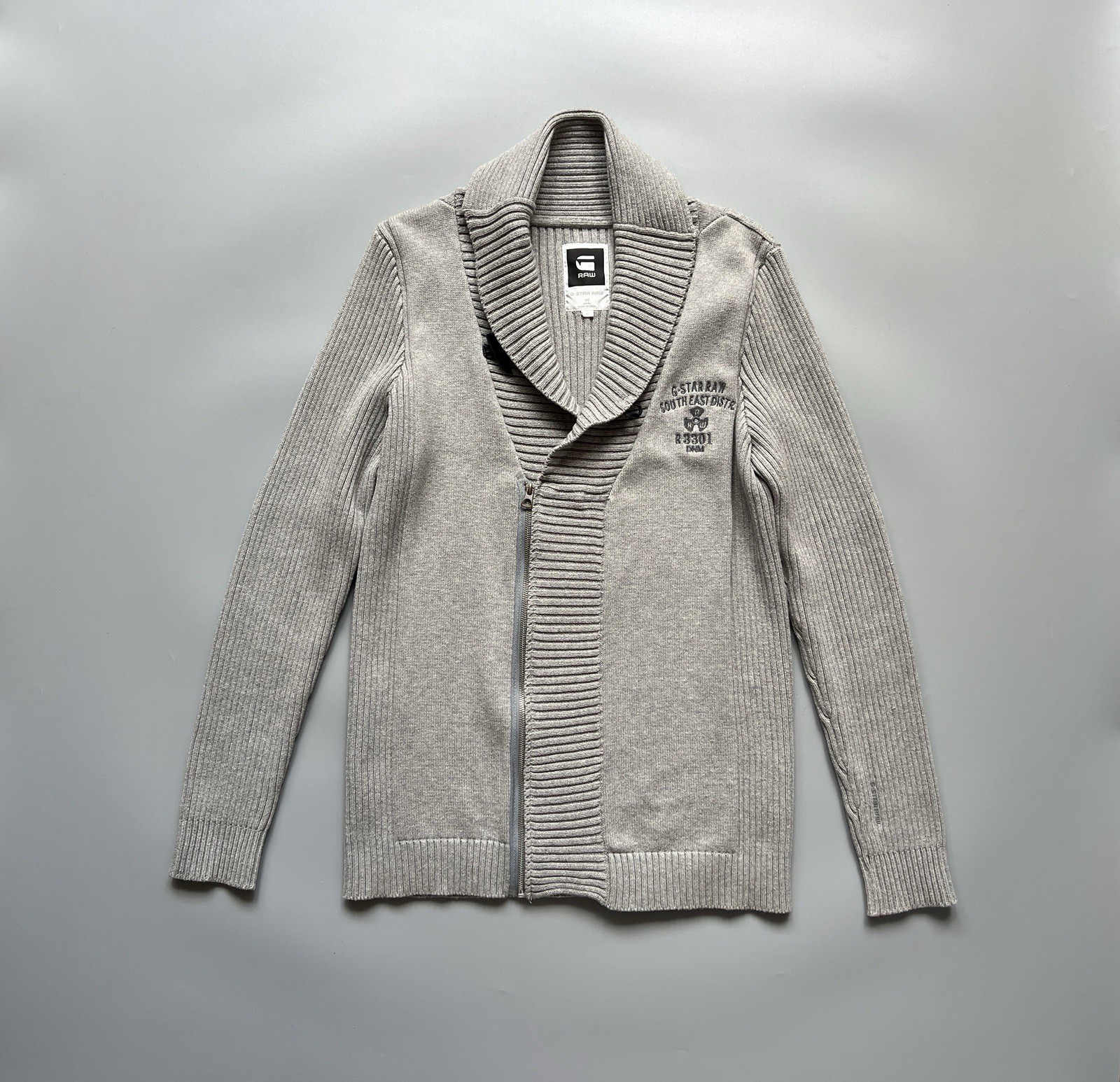 G STAR RAW Men's Grey Cardigan with Collar Half Zip Size XL