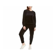 Swan Sweatpants Womens Size M Black Velour Elastic Waist Lounge Casual Pants