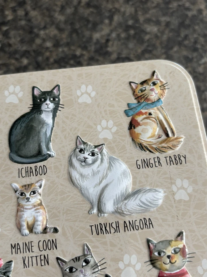 Cat Lover Tin Can, Cat Breeds Storage Container Embossed Cats in Jumpers Tin - Image 3 of 4