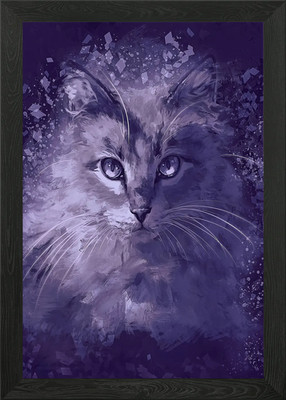 Lila Katze gerahmtes Wandbild Poster Leinwanddruck Bild