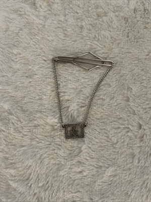 Masonic Tie Bar Clip Sterling Silver & Marcasite Compass Logo