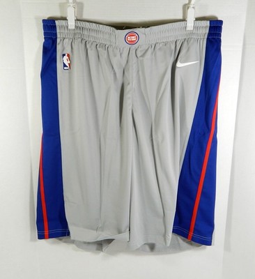 2017-18 Detroit Pistons Game Issued Grey Shorts ProCut Nike Statement Ed 46+3 8S