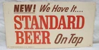 Original Vintage "New Standard Beer On Tap" Easel-Back Sign (7"x 11") Rochester