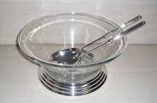 Salatsch&uuml;ssel mit passendem Salatbesteck versilbert - neu!