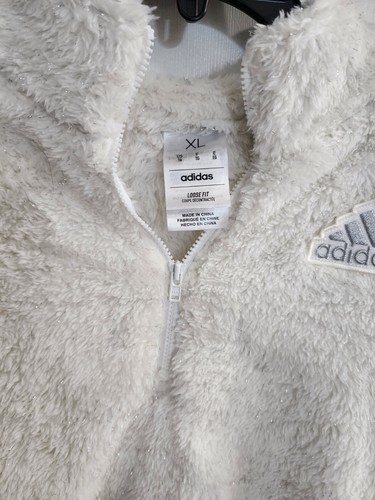Adidas Long Sleeve Mock Neck Furry Lurex Pullover Off White, Girls Size XL, NWT - Picture 5 of 7