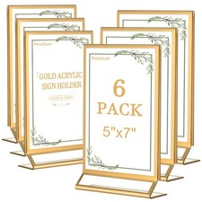 6PCS Gold Acrylic Picture Frame Stands Holders for Tables Display 5x7, Double...