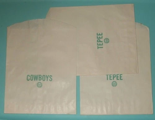 3 UNUSED Orig. 1950's Marx Bags .. 1 COWBOY And 2 TEPEE BAGS For Playsets