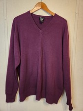 Jos. A. Bank Men's Size XL Travelers Dark Purple V-Neck 100 Cashmere Sweater