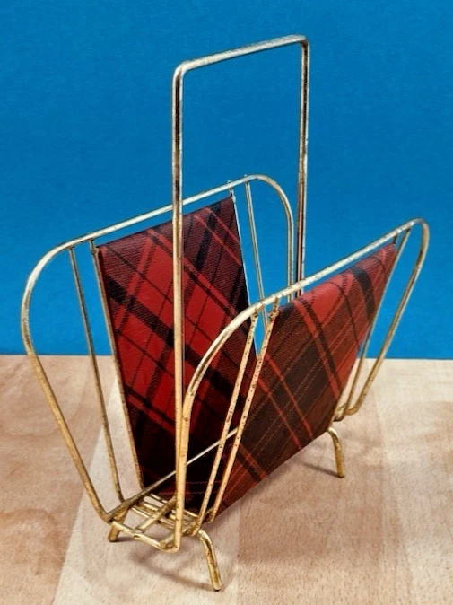 Porte lettres, cartes ancien en métal doré et vinyle Année 70 Vintage - Photo 4/4