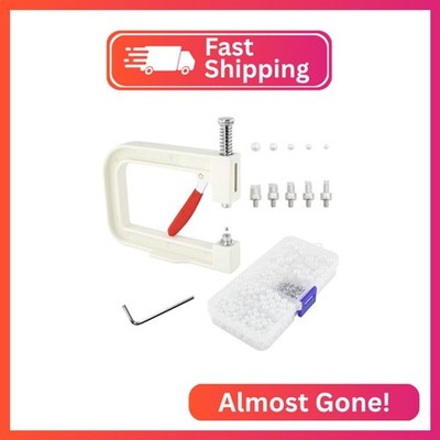 SHRJ Pearl Handmade Setting Machine with White Pearl Beads Rivet Studs and Tools