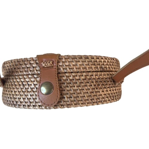Rattan Umhängetasche Handtasche Damen gewebt hellbraun Boho Strand Urlaub Insel Resortwear - Bild 5 von 11