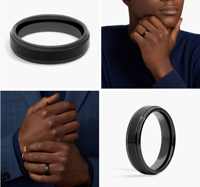 Triton TC850 Brushed and Polished Comfort Fit Ring in Black Tungsten Carbide
