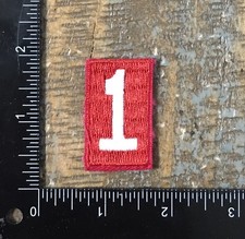 Vintage Number 1 One Boy Scouts Troop Pack Iron On Patch BSA Red/White