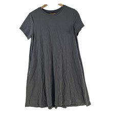 Uniqlo Dress Womens M Grey Crew Neck Short Sleeve T-Shirt Knee Pockets 132482