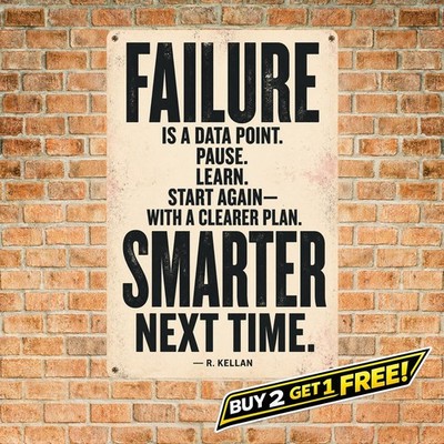 Failure Is Not A Chance Inspirational Metal Sign Success Quote Plaque