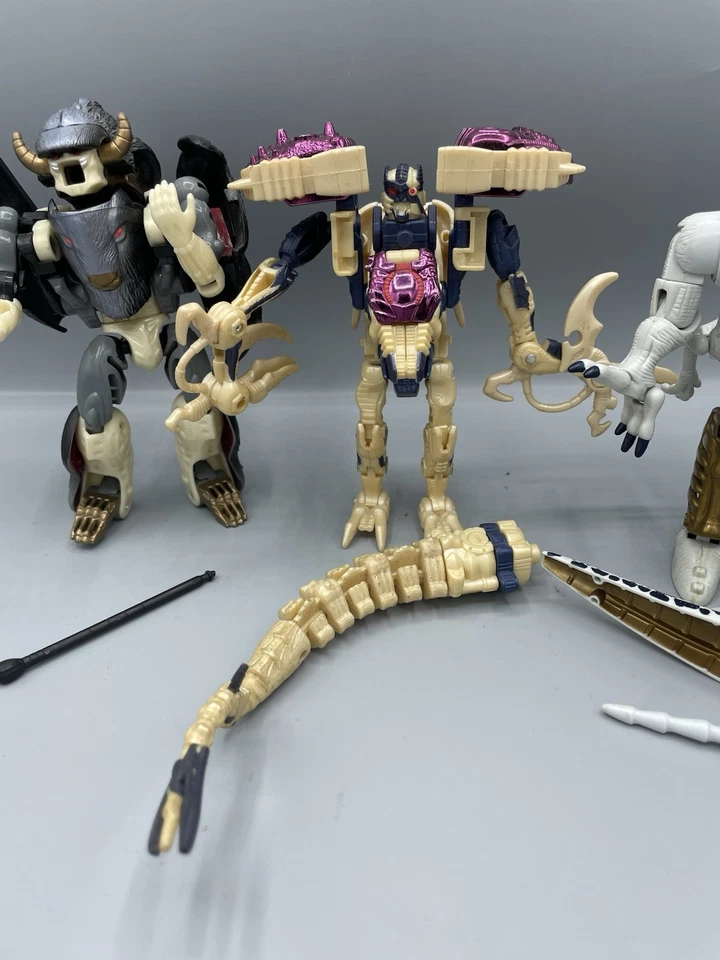 Vintage Hasbro Transformers BEAST WARS Grimlock Bonecrusher Dinobot Complete - Image 3 of 4