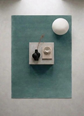 Hand Tufted Grand Pale Green NZ Wool Rug -Plush Pastel Green Minimalist Area rug