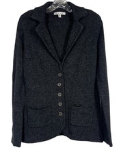 CAbi Sz S Women Blazer Jacket 621 Charcoal Dark Grey Sweater Button Down Pockets