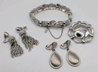Vintage Costume Jewelry Lot Signed Monet Bracelet Earring Brooch Pin