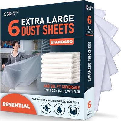 CS 6er Pack extra große Kunststoff Staubblätter zum Dekorieren 3,6 x 2,7 m (12 x 9 Fuß),