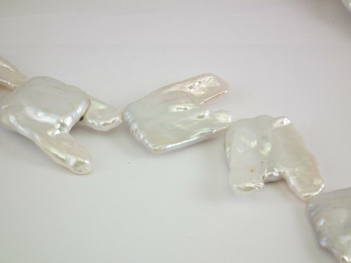 Magnificent large baroque freshwater pearl loose string, 'H'-shaped in white - Picture 4 of 7