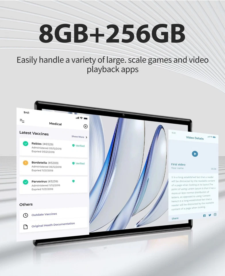 New Tablet 10. 1 inch 8G+256G ROM Android 12 Wifi 5G/4G Dual SIM Bundle Keyboard - Image 4 of 4