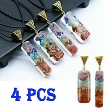 4PCS Energy 7 Chakra Orgone Generator Pendant Copper Quartz Rock Coil Necklace