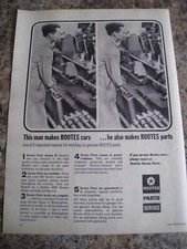 ROOTES CARS ROOTES PARTS  SERVICE GENUINE 1966 ADVERT A4 FILE 34