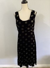 Moulinette Soeurs Anthropologie Spotlight Black Velvet Polka Dot Dress Sz 8