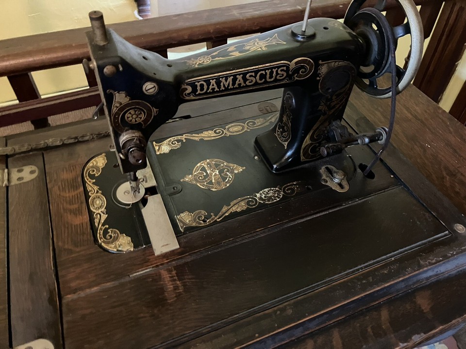 Damascus Sewing Machine Vintage Wooden Table eBay