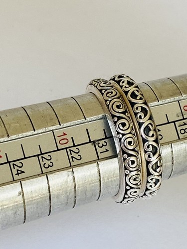 Juego de anillos colgantes ornamentados con cuentas de bola de desplazamiento BALI SUARTI de plata esterlina talla 9 - Imagen 11 de 15