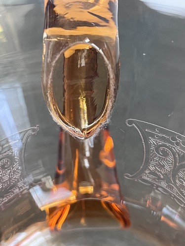 Vintage Fostoria Seville Amber Glass Etched Pitcher / Jug & 6 Water Goblets Set - Picture 15 of 19