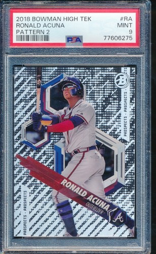 2018 PSA 9 MINT Bowman High Tek Ronald Acuna Rookie RC Pattern 2 MVP Braves