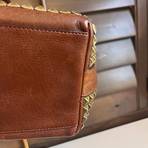 Bolso de Lona Coach Legacy Grande de Cuero Grueso Marrón Tachonado 27141 - Imagen 9 de 14