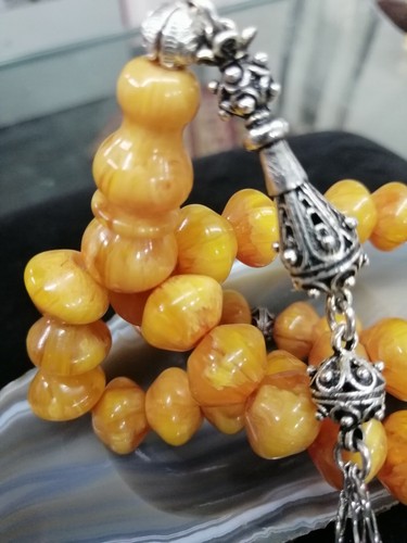 Islamic Prayer German Faturan Amber Rosary 33 Beads Handmade Tasbeeh - Imagen 6 de 9