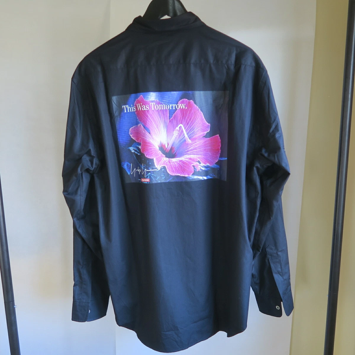 Supreme Yohji Yamamoto Shirt Black Long Shelves sz. L Large button