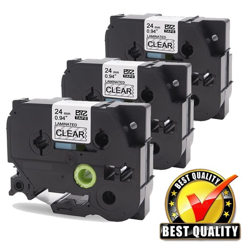 3x Black on Clear Label Tape Compatible for Brother TZe-151 P-Touch PT-D600 24mm