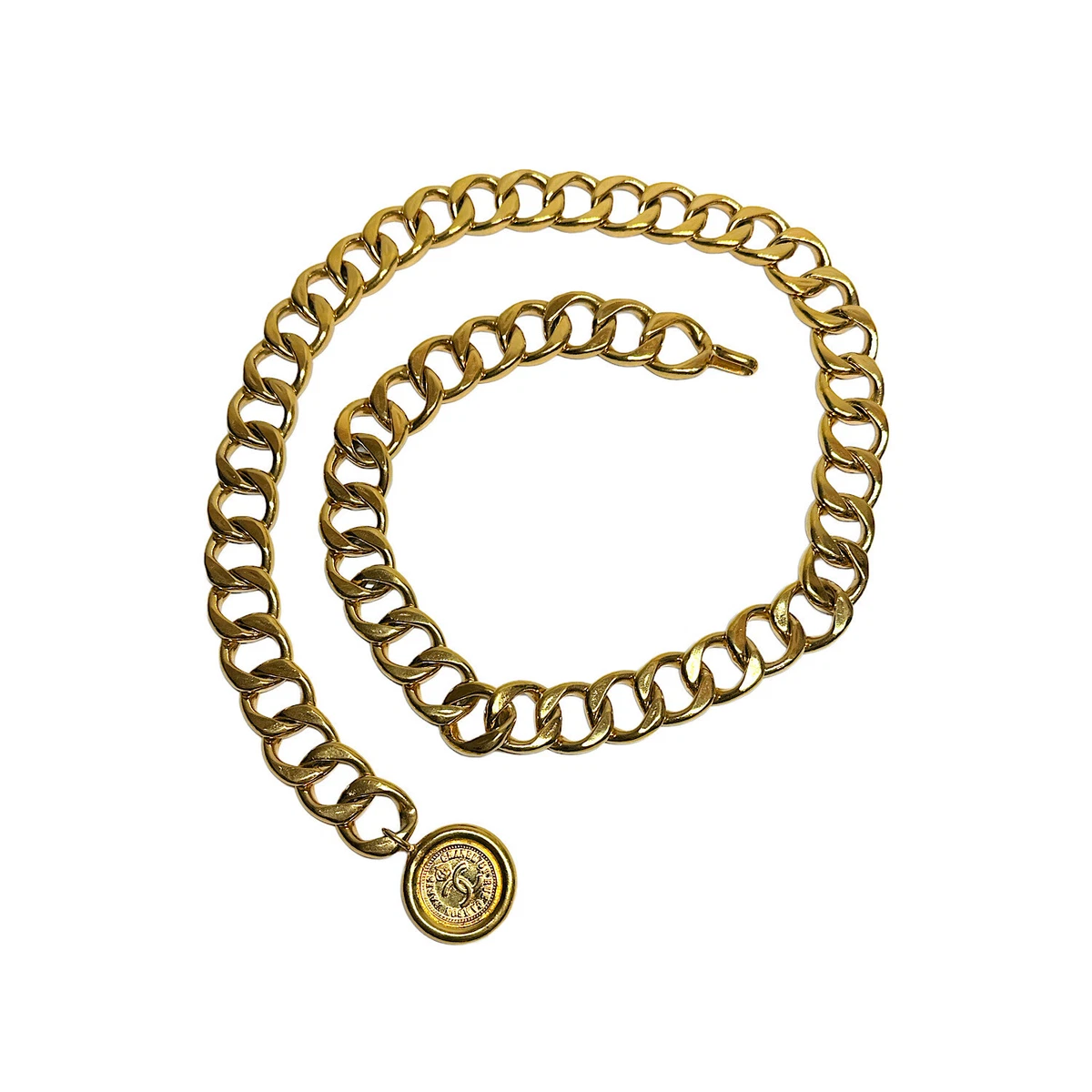 Chanel Vintage Gold Tone Metal 31 Rue Cambon Paris Round Charm Chain  Bracelet